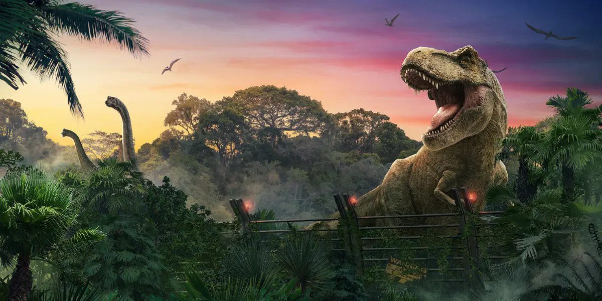 Limestone cliffs, jungle and river landscapes on the Jurassic Park Tour.