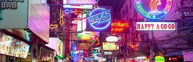 Pattaya city lights and seaside at night